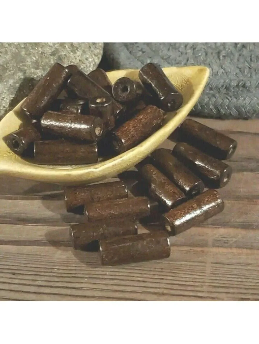 100 Dark Brown Philippines Sustainable Wood Beads 20x7mm Round Tube Bulk Lot
